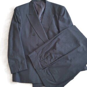 Jones New York Men's Double-Breasted Two-Piece Gray Suit, Size 46R